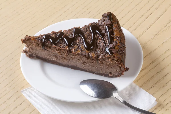 Um pedaço de bolo de chocolate — Fotografia de Stock