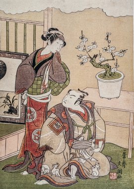 Tani buncho. Kabuki oyuncuları itikava komajo ve yamasita kinsaku