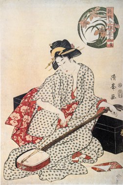 shamisen oynayan geyşa.