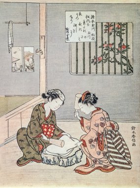 ekmek pişirme. geleneksel Japon gravür ukiyo-e