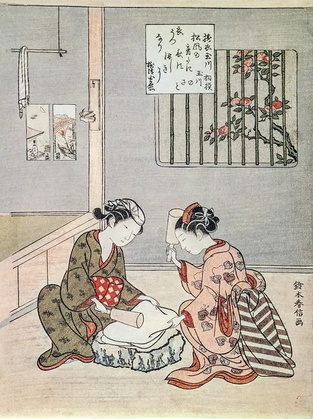 Hornear pan. Grabado tradicional japonés Ukiyo-e —  Fotos de Stock