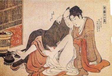 erotik Japon gravür shunga. erkek ve kadın
