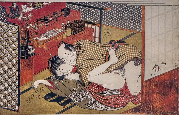 erotik Japon gravür shunga. erkek ve kadın