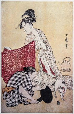 Kitagawa utamaro. geyşa. geleneksel Japon gravür ukiyo-e.