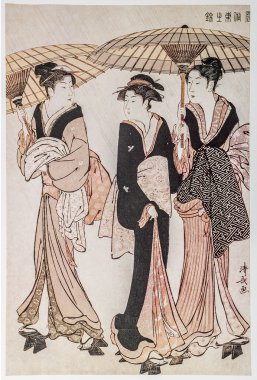 yağmur torii kiyonaga, ca. 1783 yılında üç geyşa