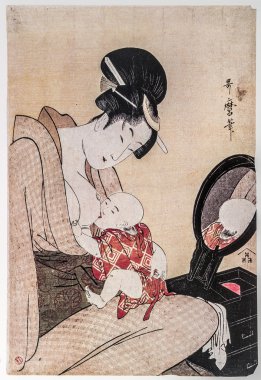 Kitagawa utamaro. bebeği olan kadın.