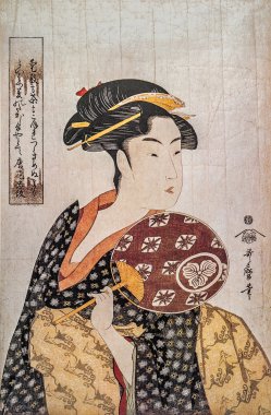 Okita naniwaya. Kitagawa utamaro. geleneksel Japon gravür ukiyo-e.