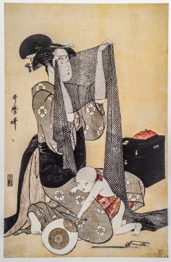 Kitagawa Utamaro. Traditional japanese engraving ukiyo-e. clipart