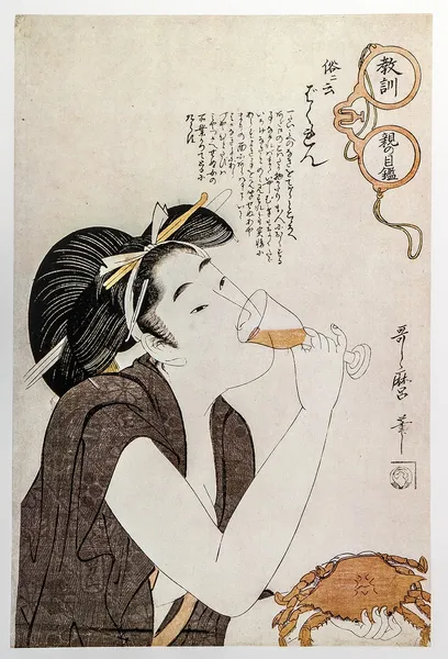 Japanse binnenlandse scène. Kitagawa utamaro. traditionele Japanse gravure ukiyo-e. — Stockfoto