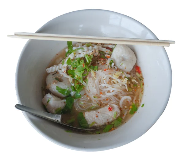 Tom yum nudelsoppa. thailändsk stil kryddig nudelsoppa - thaimat — Stockfoto