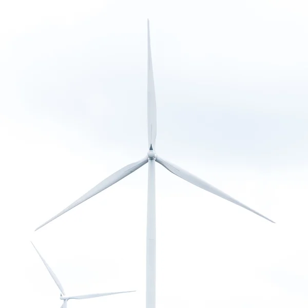 Windturbine in windpark tegen bewolkte hemel — Stockfoto