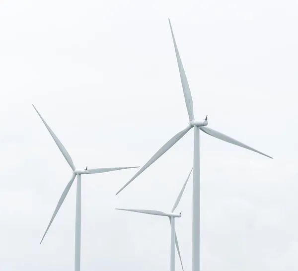 曇り空を背景に風力の風車 — ストック写真