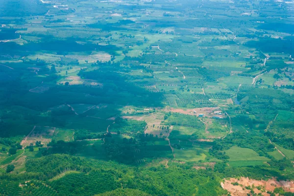 Vista aérea del paisaje del pueblo desde el avión —  Fotos de Stock