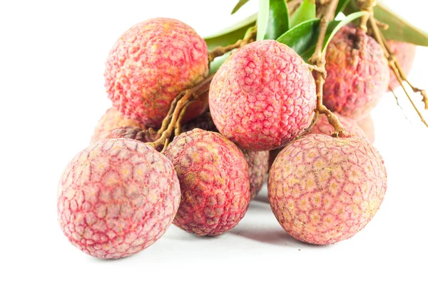 Verse lychee geïsoleerd op wit — Stockfoto