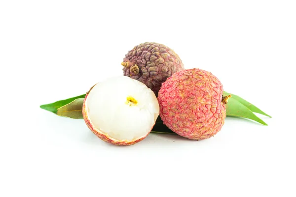 Fresh lychee isolated on white — Stock Photo, Image