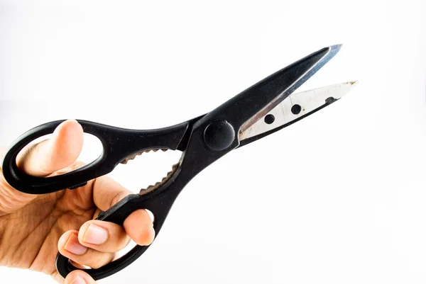 Old Scissors With black Handle on White Background - cutting scissor Stock Picture