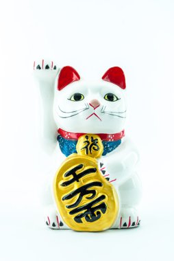 Maneki-neko (Japanse gastvrije kat, lucky cat, kat vegen, geld kat of fortune kat) - een oude cultureel icoon uit japan en populaire - gelukkige kat
