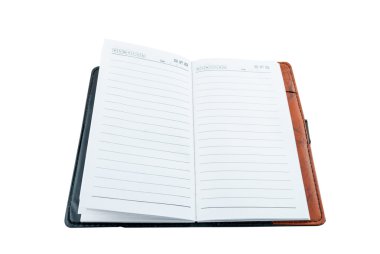 kalem veya üzerinde beyaz izole kalem ile boş bir not defteri açın