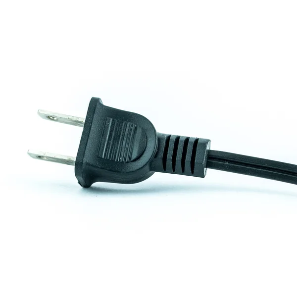 Electric plug - power plug - Black electric cable isolated on white — Stock Photo, Image