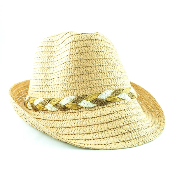 Modern wicker straw hat isolated on white background — Stock Photo, Image