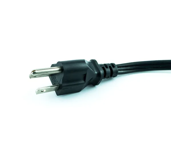 Enchufe eléctrico - enchufe de alimentación - cable eléctrico negro aislado en blanco — Foto de Stock