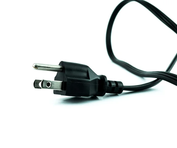 Enchufe eléctrico - enchufe de alimentación - cable eléctrico negro aislado en blanco — Foto de Stock