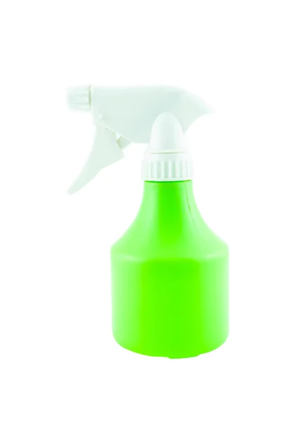 Pulverizador de plástico verde isolado no fundo branco — Fotografia de Stock