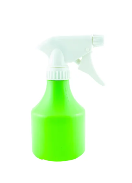 孤立在白色背景上的绿色塑料喷雾器 — 图库照片