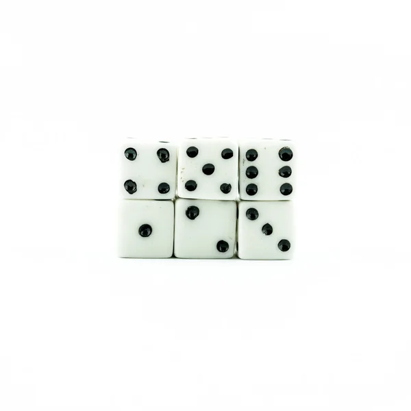 White old dice on a white background - button white casino dices — Stock Photo, Image