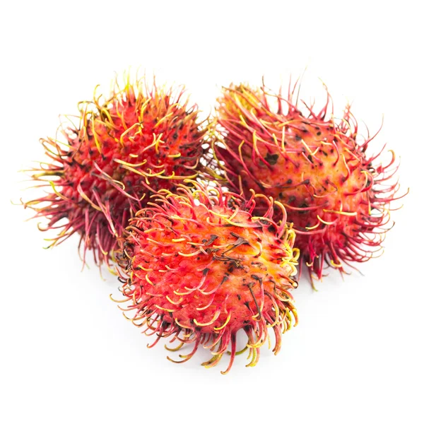 Rambutan is a fruit with sweet red shell - Fresh rambutan sweet delicious fruit - Rambutan fruit isolated on white background — Stock Photo, Image