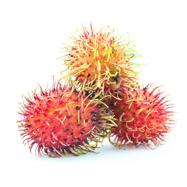 Rambutan is a fruit with sweet red shell - Fresh rambutan sweet delicious fruit - Rambutan fruit isolated on white background — Stock Photo, Image