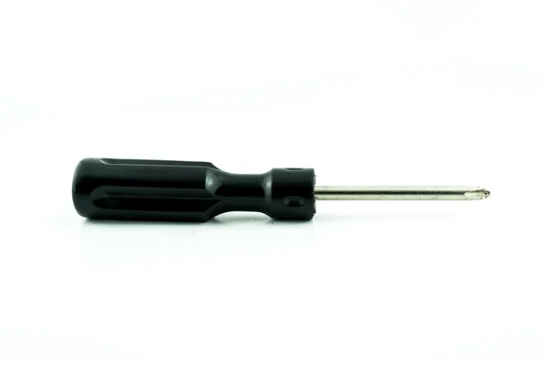 Destornillador negro usado aislado sobre fondo blanco — Foto de Stock