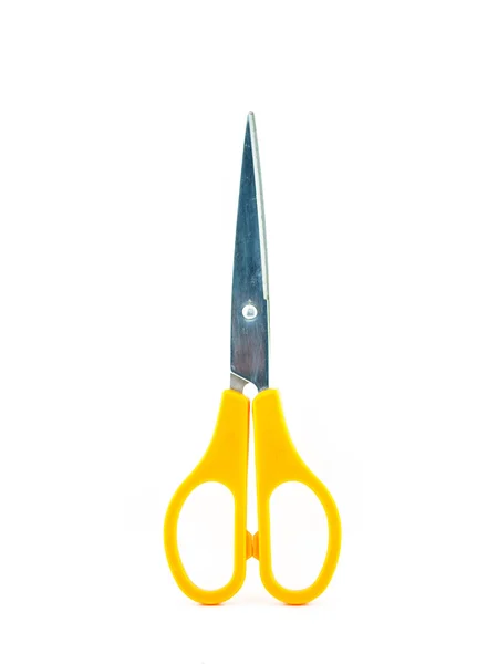Žlutá staré nůžky izolovaných na bílém pozadí — Stock fotografie