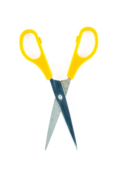 Yellow old scissors isolated on a white background — Stock Photo, Image