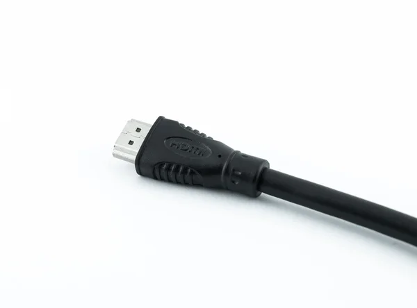 Plan rapproché du câble HDMI isolé sur fond blanc — Photo