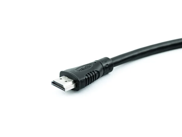 Atış HDMI kablosunun beyaz bir arka plan üzerinde izole kapatmak — Stok fotoğraf