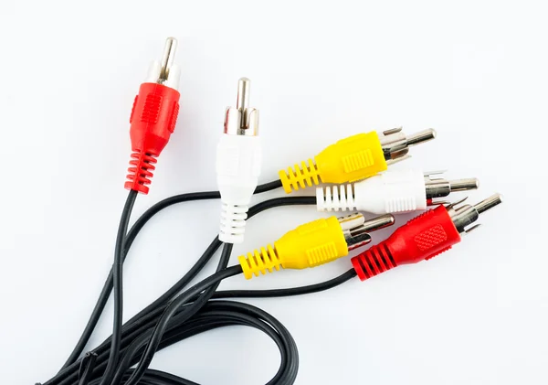 TV connectors on a white background - AV cable Stock Image