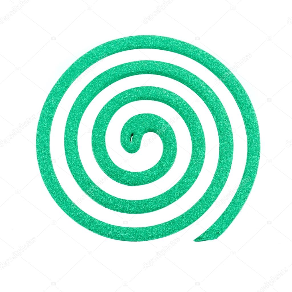 Mosquito coil - Anti mosquito green color - insecticides, coils - anti mosquito smoke spiral isolated on the white background