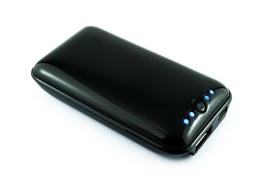 Beyaz bir şey izole yeniden şarj için pil veya elektrik banka