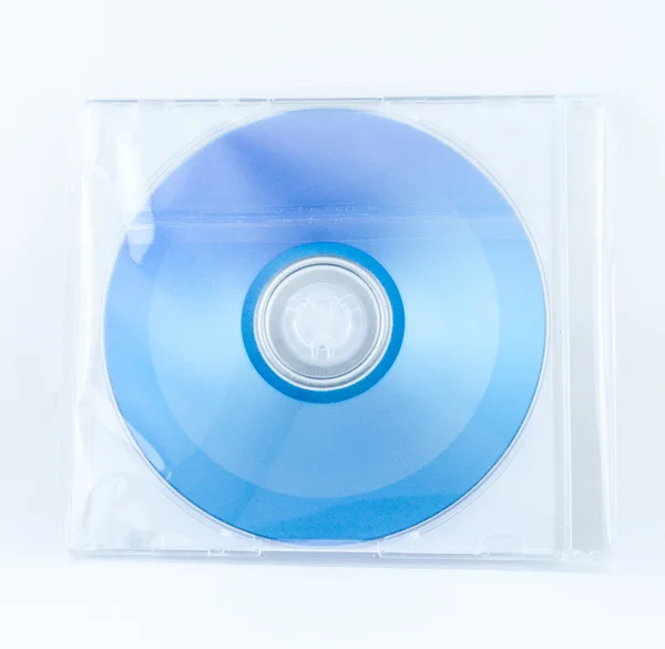 Cd case box in the plastic wrap on white background — Stock Photo, Image