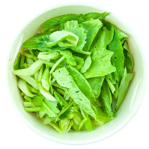 Wokad färska kinesiska kale - en skivad älskling grönkål — Stockfoto