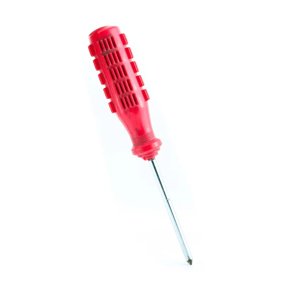 Red used screwdriver isolated on white background — Stock Photo, Image