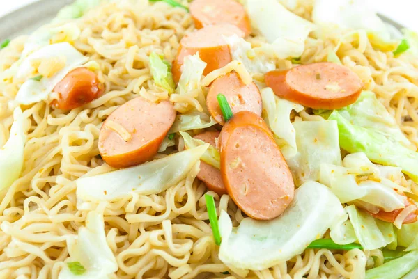Noodles with Fried Vegetables and sausages — Stock Photo, Image