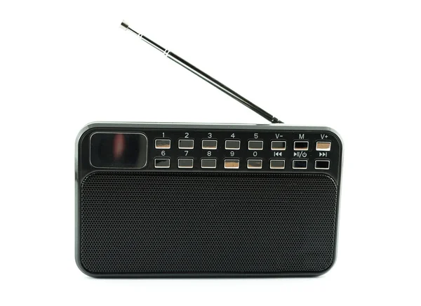 Transmissor de rádio preto isolado no fundo branco — Fotografia de Stock