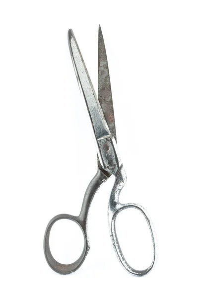 Old and retro fashioned sewing scissors isolated on white — Stock Photo, Image