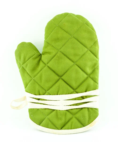 Green tableware or Kitchen glove isolated on white — Stock Photo, Image