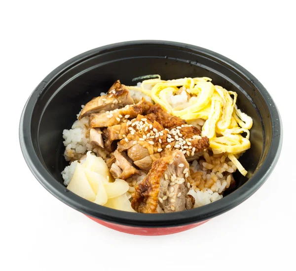 Riz japonais servi avec poulet en sauce Teriyaki — Photo