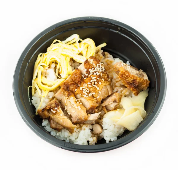 Riso giapponese serve con pollo in salsa Teriyaki — Foto Stock