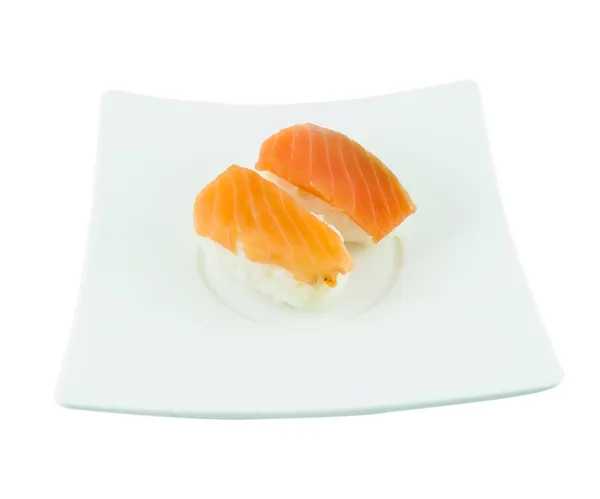 Cucina tradizionale giapponese sushi di salmone sul piatto — Foto Stock