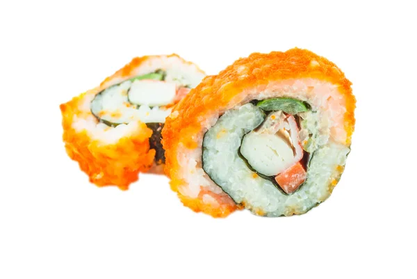 Sushi. califórnia rolo closeup isolado no fundo branco — Fotografia de Stock